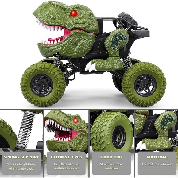 2.4Ghz All Remote Control Dinosaur Car With Light Rechargeable 4WD Off Road Toys - Picture 3 of 5